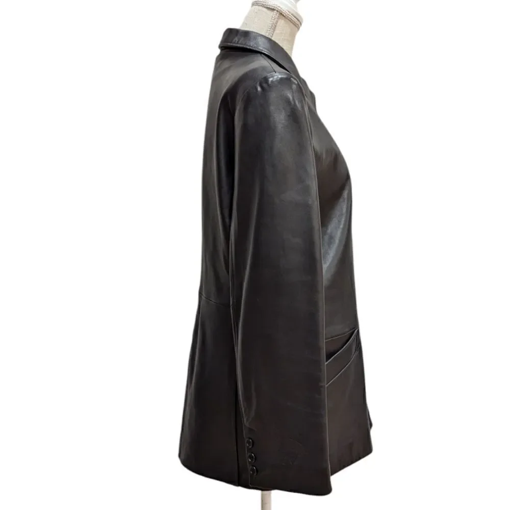 VTG Y2K Golden Bear San Francisco Women's M Leather Hip Length Zipper Jacket